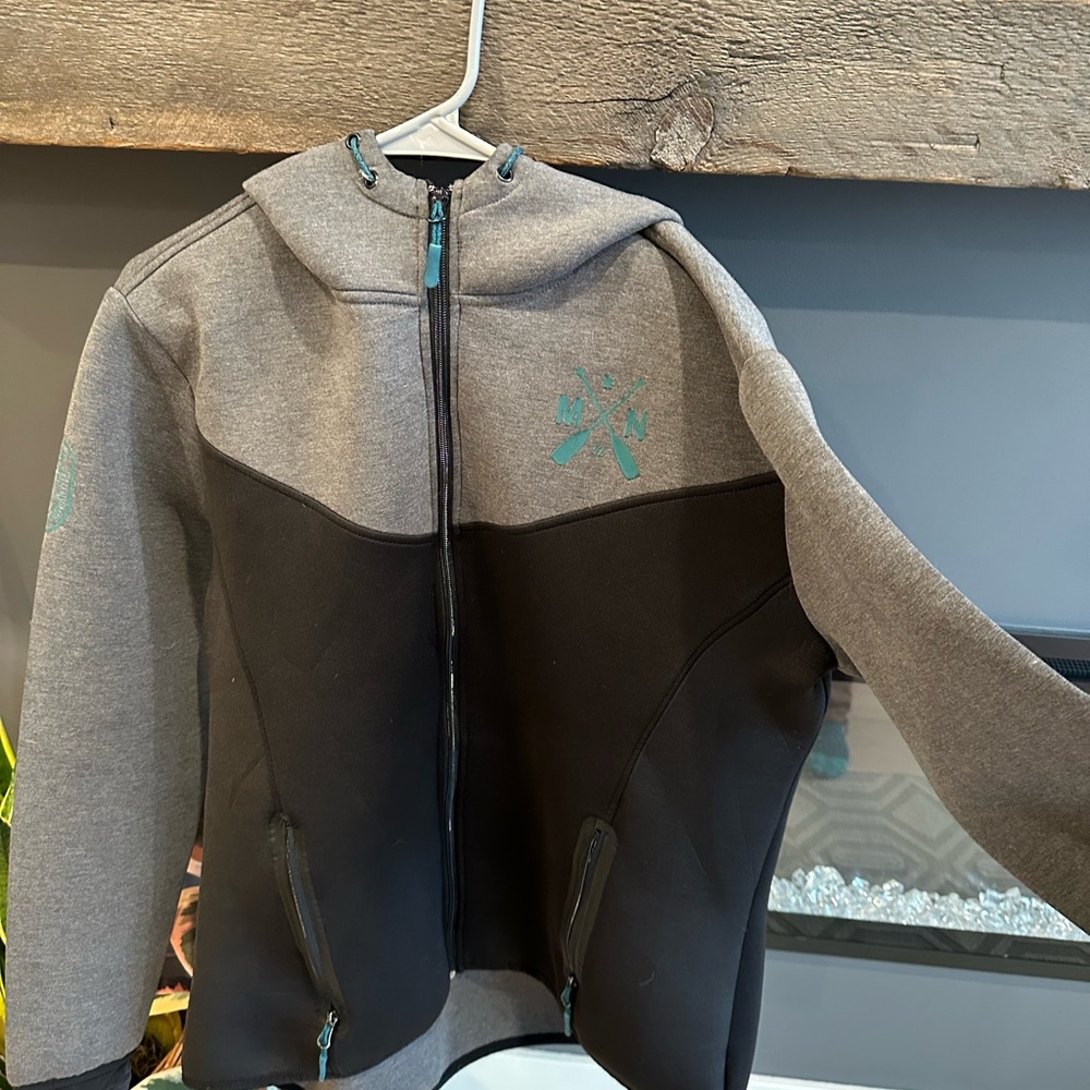 Gray and Black Scuba style Hoodie